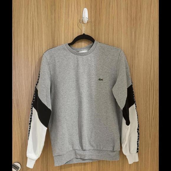 Men’s Crew Neck Lettered Colorblock Sleeved Fleece Sweatshirt Size Small - Picture 4 of 9
